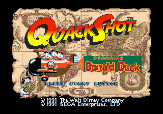 QuackShot title screen for Sega Mega Drive